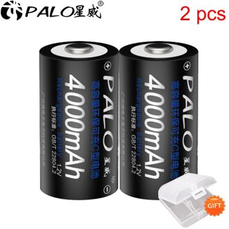 Palo 1-8 Stuks C Size Oplaadbare Batterij Type C Batterij 1.2V Ni-Mh Hoge Capaciteit Oplaadbare Batterij 4000mah 2stk accu