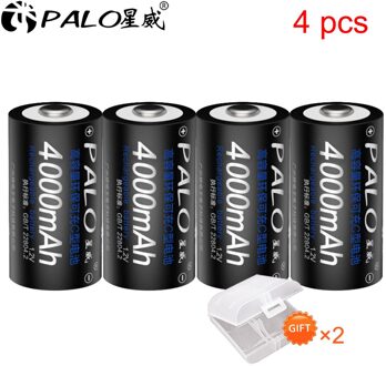 Palo 1-8 Stuks C Size Oplaadbare Batterij Type C Batterij 1.2V Ni-Mh Hoge Capaciteit Oplaadbare Batterij 4000mah 4stk accu