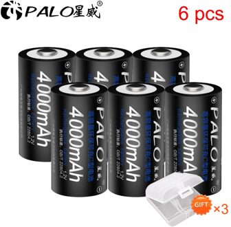 Palo 1-8 Stuks C Size Oplaadbare Batterij Type C Batterij 1.2V Ni-Mh Hoge Capaciteit Oplaadbare Batterij 4000mah 6stk accu