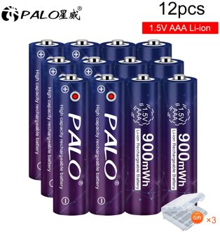 Palo 100% Originele 1.5V Aaa Li Ion Oplaadbare Batterij 900mWh Li Ion Lithium Aaa Batterij Oplaadbare 1.5V Constante spanning 12stk AAA