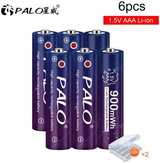 Palo 100% Originele 1.5V Aaa Li Ion Oplaadbare Batterij 900mWh Li Ion Lithium Aaa Batterij Oplaadbare 1.5V Constante spanning 6stk AAA