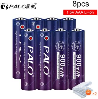 Palo 100% Originele 1.5V Aaa Li Ion Oplaadbare Batterij 900mWh Li Ion Lithium Aaa Batterij Oplaadbare 1.5V Constante spanning 8stk AAA
