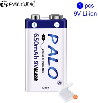 Palo 6F22 9V Usb Batterij 9V Li-Ion 650Mah Li-Polymer Oplaadbare Batterij Usb Lithium 9V batterij Voor Speelgoed Afstandsbediening 1stk