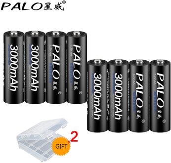 Palo 8 Stuks 3000 Mah 1.2V Aa Batterijen Ni-Mh Aa Oplaadbare Batterij Voor Zaklamp Voor Speelgoed Auto maken In China