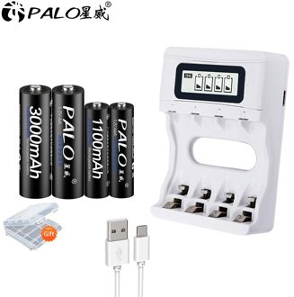 Palo Aa 1.2V Oplaadbare Batterijen + Aaa Oplaadbare Batterij Voor Speelgoed + 1.2V Batterij Oplader Voor 1.2V ni-Mh Aa Aaa Batterij Goud