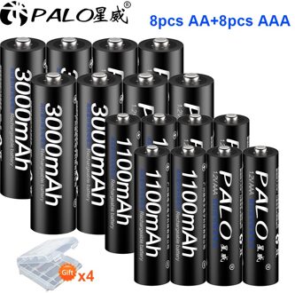 Palo Aa 1.2V Oplaadbare Batterijen + Aaa Oplaadbare Batterij Voor Speelgoed + 1.2V Batterij Oplader Voor 1.2V ni-Mh Aa Aaa Batterij groen
