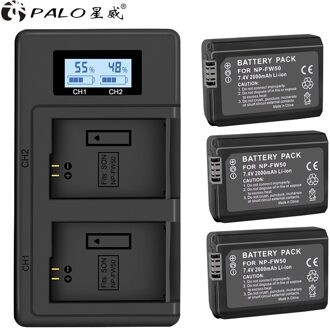 Palo NP-FW50 Np-fw50 Camera Batterij Li-Ion Voor Sony NEX-7 NEX-5N NEX-F3 A37 NEX-5R NEX-6 NEX-3N ILCE-QX1 A6500 RX10III 3 accu 1 lader