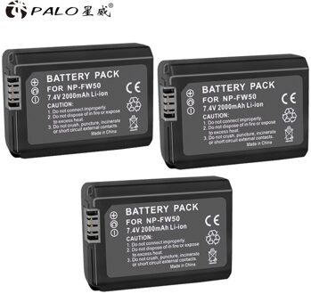 Palo NP-FW50 Np-fw50 Camera Batterij Li-Ion Voor Sony NEX-7 NEX-5N NEX-F3 A37 NEX-5R NEX-6 NEX-3N ILCE-QX1 A6500 RX10III 3stk batteries