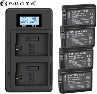 Palo NP-FW50 Np-fw50 Camera Batterij Li-Ion Voor Sony NEX-7 NEX-5N NEX-F3 A37 NEX-5R NEX-6 NEX-3N ILCE-QX1 A6500 RX10III 4 accu 1 lader