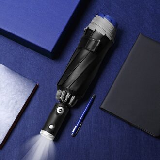 Palony Volautomatische Zwarte Lijm Reverse Paraplu Reflecterende Streep Led Drie Vouwen Business Outdoor Handig Man Vrouwen Blauw