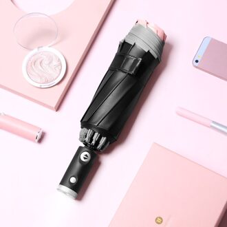 Palony Volautomatische Zwarte Lijm Reverse Paraplu Reflecterende Streep Led Drie Vouwen Business Outdoor Handig Man Vrouwen Roze