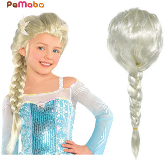 PaMaBa Girl Halloween Princess Belle Wig Kid Toddler Elsa Anna Dress up Cosplay Accessories Set Children Birthday Party Supplies