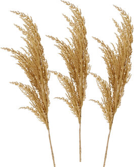 Pampasgras pluim losse steel/tak - 3x - naturel beige - 100 cm - Decoratie kunst graspluimen