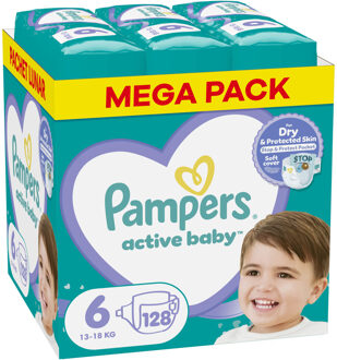 Pampers Active Baby Dry - Maat 6 - Maandbox - 128 stuks - 13/18KG