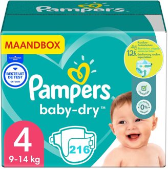 Pampers Baby Dry - Maat 4 - Maandbox - 216 luiers - 9/14 KG