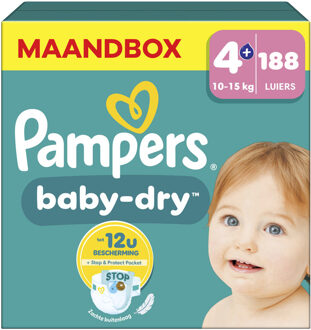Pampers Baby Dry Maat 4+ - 188 Luiers Maandbox Xl