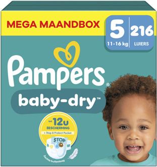 Pampers Baby Dry - Maat 5 - Mega Maandbox - 216 Stuks - 11-16 kg