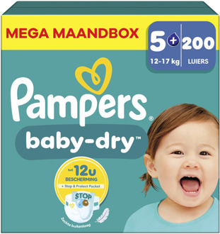Pampers Baby Dry - Maat 5+ - Mega Maandbox - 200 Stuks - 12-17 kg