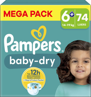 Pampers Baby Dry - Maat 6+ - Mega Pack - 74 luiers - 14/19KG