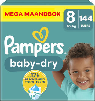 Pampers Baby Dry - Maat 8 - Mega Maandbox - 144 luiers - 17+ KG