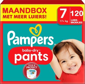 Pampers Baby-dry Pants Luierbroekjes - Maat 7 (17+ Kg) - 120 Stuks - Maandbox