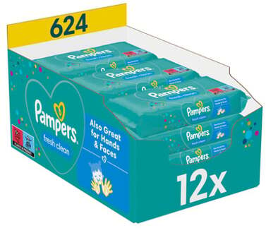 Pampers Fresh Clean - Billendoekjes - 624 doekjes - 12 x 52