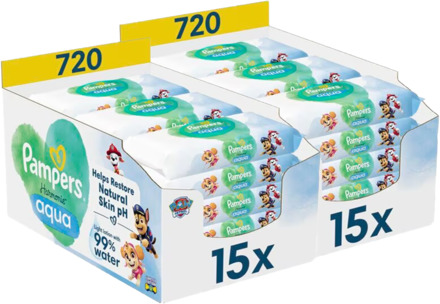 Pampers Harmonie Aqua - Billendoekjes - Paw Patrol - 30 x 48 stuks (1440 doekjes)