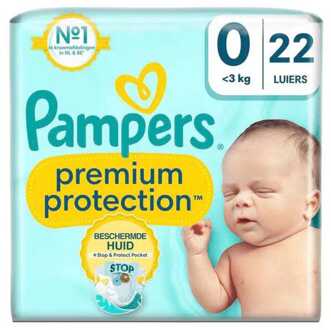 Pampers Premium Protection Maat 0, Luiers x22, <3kg