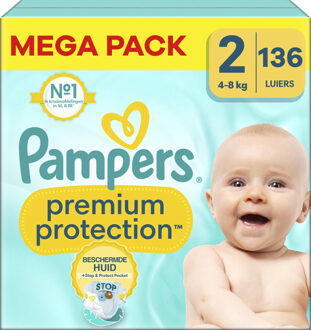 Pampers Premium Protection - Maat 2 - Megapack - 136 Stuks - 4-8 kg