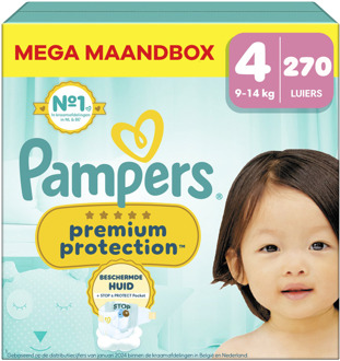 Pampers Premium Protection - Maat 4 - Mega Maandbox - 270 Stuks - 9-14 kg