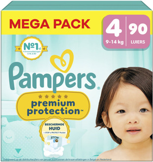 Pampers Premium Protection - Maat 4 - Mega Pack - 90 Stuks - 9-14 kg
