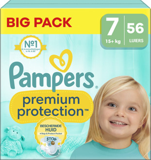 Pampers Premium Protection - Maat 7 - Big Pack - 56 luiers - 15+ KG