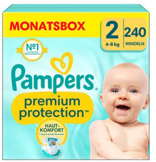 Pampers Premium Protection , New Baby maat 2 Mini, 4-8kg, maandelijkse doos (1x 240 luiers) - 2 (3-6 kg)