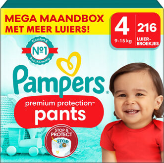 Pampers Premium Protection Pants - Maat 4 - Mega Maandbox - 216 stuks - 9/15 KG