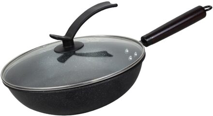 Pan Met Deksel Non-stick Graniet Kleine Koekenpan Wok Multifunctionele Te Reinigen Voor Keuken JS22 30cm Pot en Lid