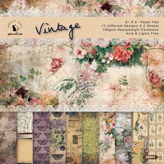 Panalisacraft 24 Vel 6 "X6" Vintage Patroon Papier Pad Scrapbooking Papier Pack Handgemaakte Ambachtelijke Papier Ambachtelijke Achtergrond Pad 12stk per ontwerp 1stk