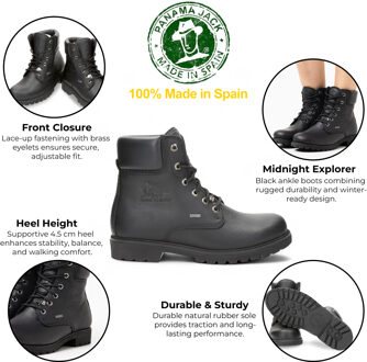 Panama Jack 03 GTX C2 Heren Zwarte Waterdichte Leren Enkellaarsjes - EU 41