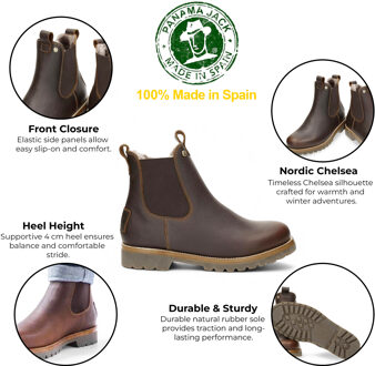 Panama Jack Beny Igloo C2 Chestnut waterdichte leren Chelsea-laarzen voor heren Bruin