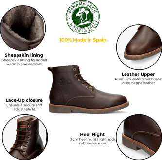Panama Jack bruin lederen Glasgow Igloo C1 klassieke enkellaarzen voor heren - maat