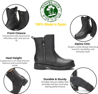 Panama Jack Fabi Igloo B1 zwarte waterdichte leren enkellaarsjes voor dames - maat