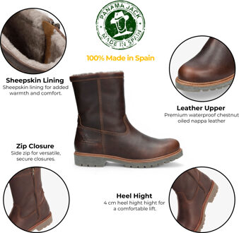 Panama Jack Fedro Igloo C10 bruin leren biker-enkellaarzen voor heren - EU 40.5 / UK 7