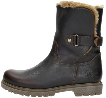 Panama Jack Felia Enkellaarzen Dames -Donkerbruin - Maat 39