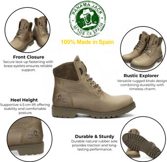 Panama Jack Heren Amur GTX C32 Khaki Waterdichte Leren Enkellaarsjes Bruin - EU 45