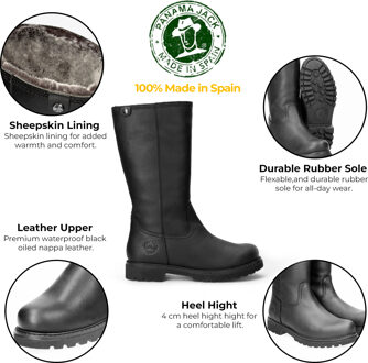 Panama Jack zwarte Bambina B60 lederen hoge laarzen voor dames