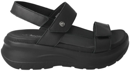 Panama Jack Zwarte leren comfort sandaal Panama Jack , Black , Dames - 39 Eu,40 Eu,37 Eu,36 Eu,38 EU