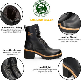 Panama Jack zwarte leren Padma B11 enkellaarzen voor dames - EU 36 / UK 3