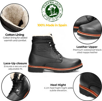 Panama Jack zwarte P03 pilotenleren gevechtslaarzen voor heren - EU 43 / UK 9