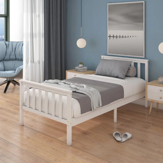 Panana Bedroom Furniture Single Bed in White 3ft Wooden Bed Frame Solid Pine Extended Warranty Ship to Europe Fast Delivery