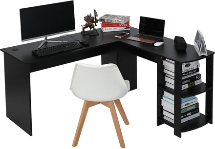 Panana Home Office Wood Corner Computer Desk Home Office L-Shaped Workstation Table with Bookshlef Fast delivery