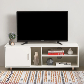 Panana Living Room 120cm TV Stand Unit Storage Console TV Cabinet with two Shelves for Living Room Bedroom White/ Black
